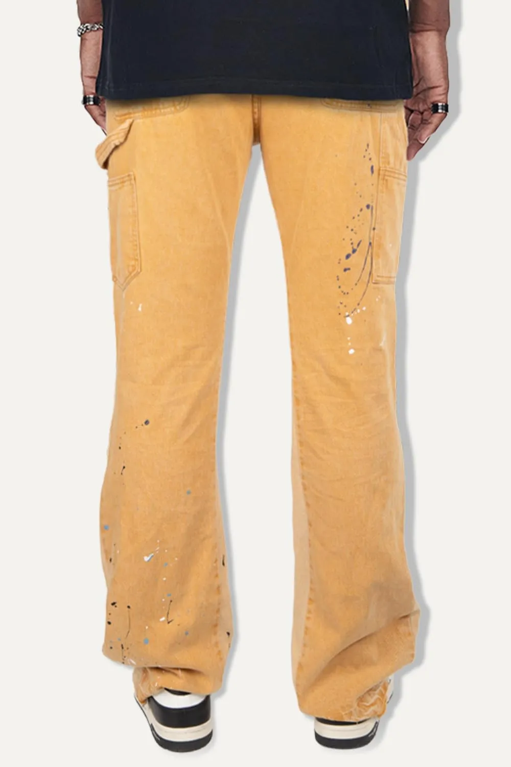 GINGTTO Men's Jeans Slim Fit Flared Stacked Denim Pants Hip Hop Streetwear