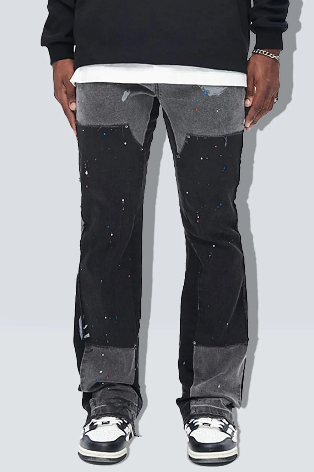 GINGTTO Men's Jeans Slim Fit Flared Stacked Denim Pants Hip Hop Streetwear