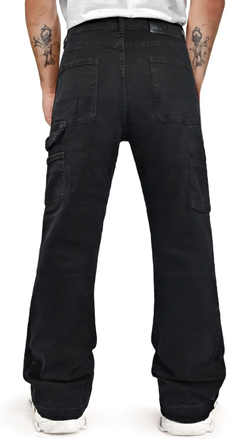 GINGTTO Men's Jeans Slim Fit Flared Stacked Denim Pants Hip Hop Streetwear