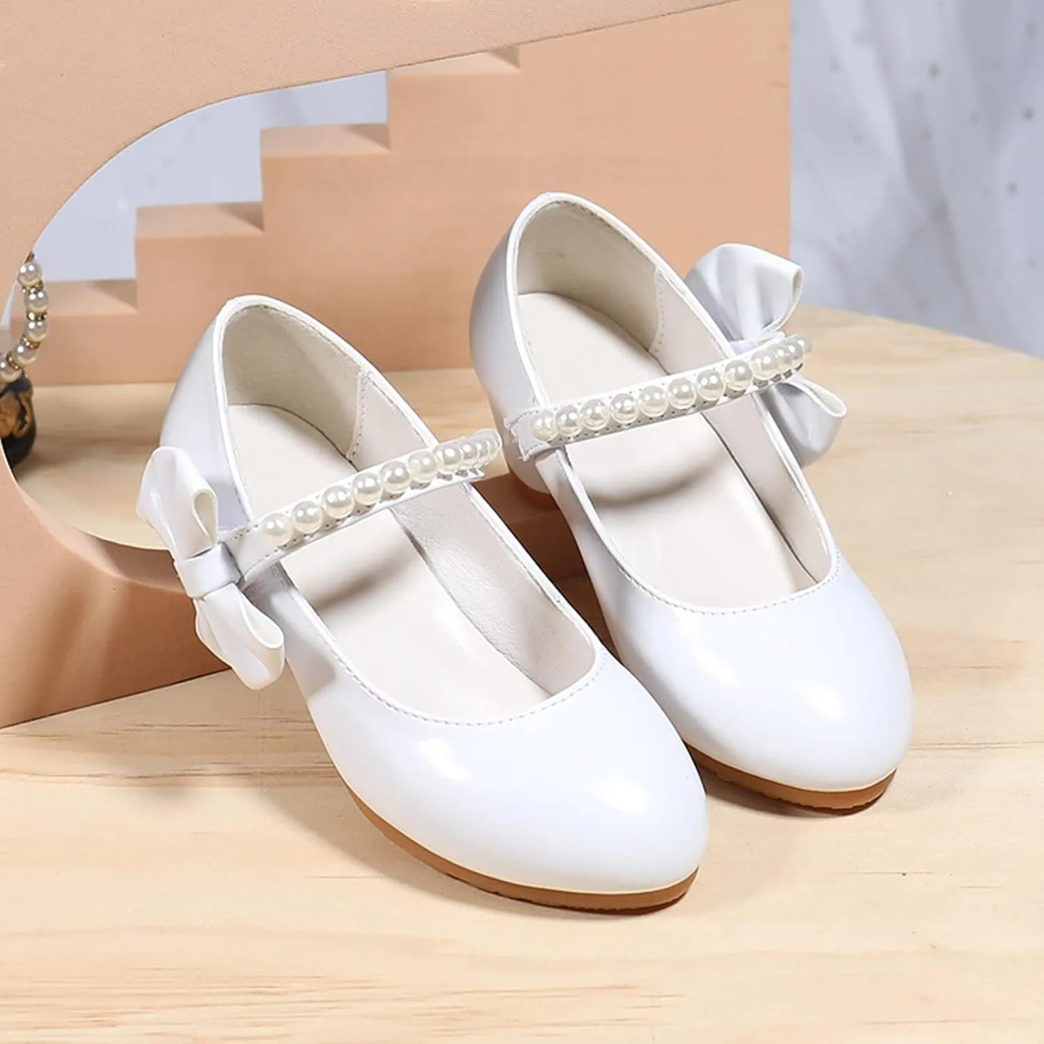 Girls Dress Shoes Mary Jane Bows Low Heel Flats Flower Girl Wedding Party Shoes Toddler Kids Pump Shoes