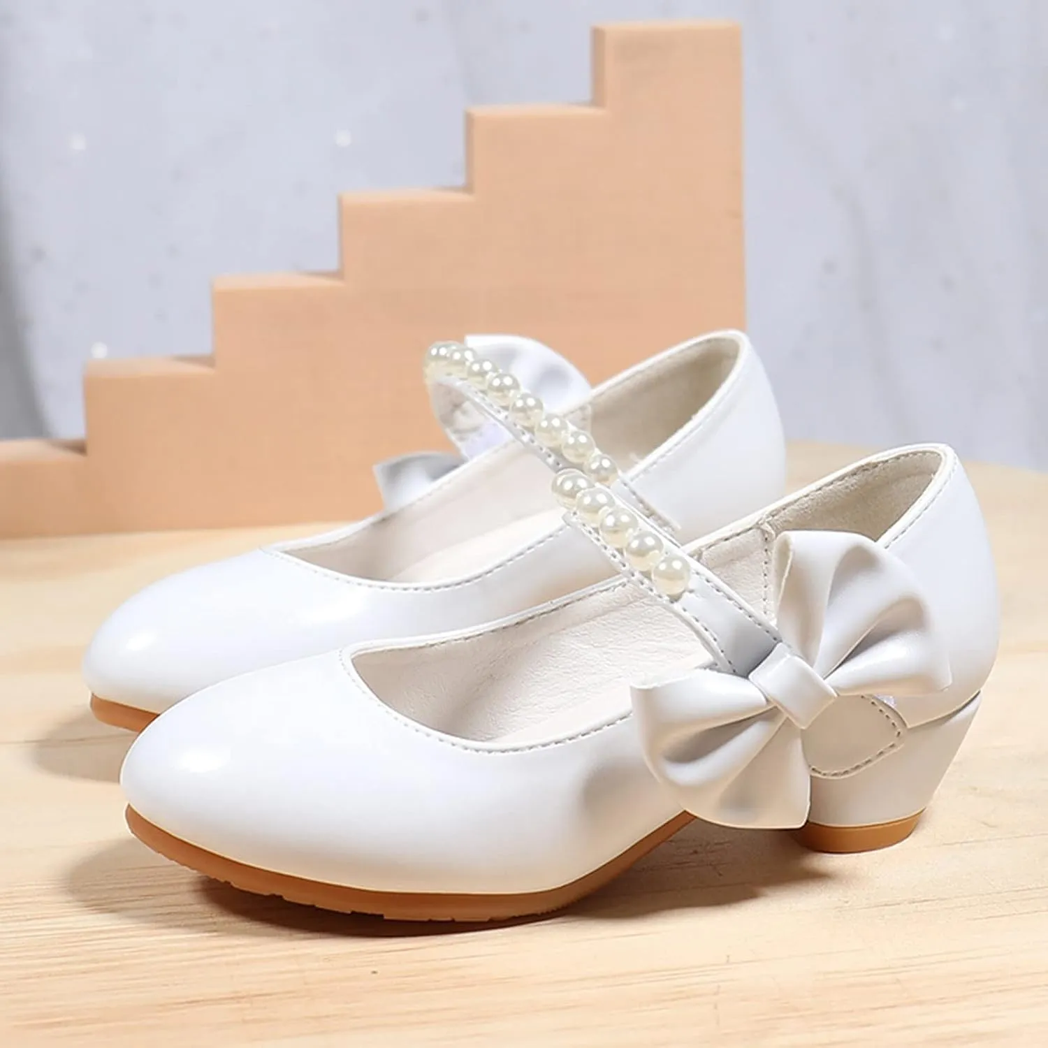 Girls Dress Shoes Mary Jane Bows Low Heel Flats Flower Girl Wedding Party Shoes Toddler Kids Pump Shoes
