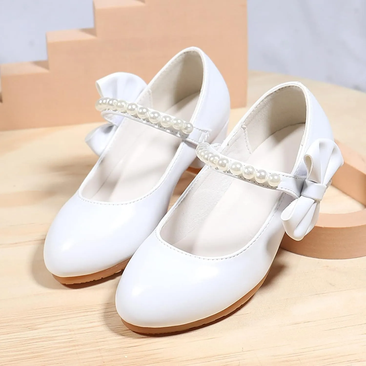 Girls Dress Shoes Mary Jane Bows Low Heel Flats Flower Girl Wedding Party Shoes Toddler Kids Pump Shoes