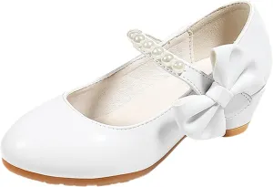 Girls Dress Shoes Mary Jane Bows Low Heel Flats Flower Girl Wedding Party Shoes Toddler Kids Pump Shoes