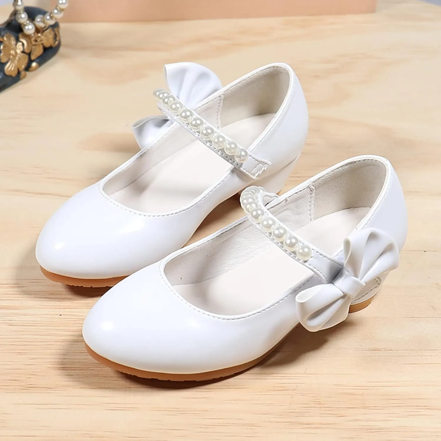 Girls Dress Shoes Mary Jane Bows Low Heel Flats Flower Girl Wedding Party Shoes Toddler Kids Pump Shoes