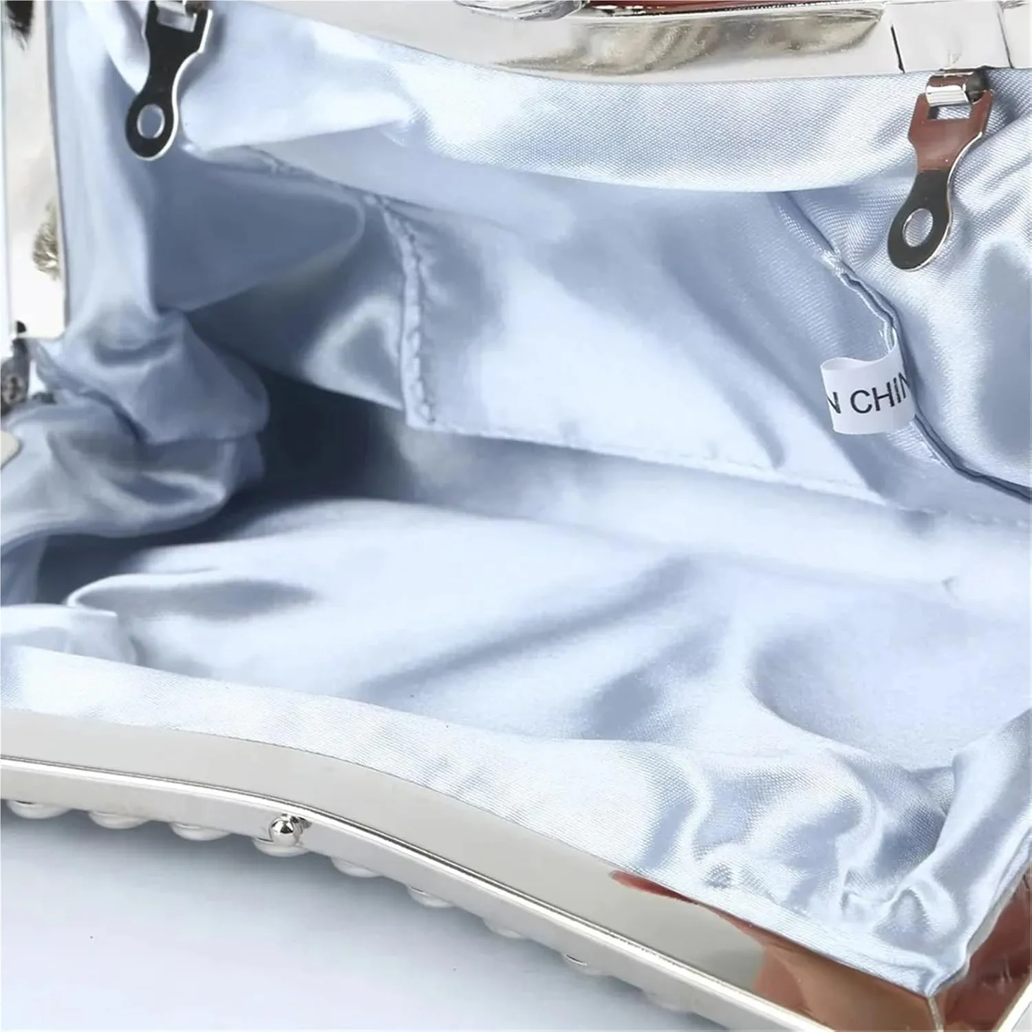 Glitter Bead Elegant Woman Party Vintage Bridal Purse Silver Handbags Night Bag For Party Prom Cocktail Wedding