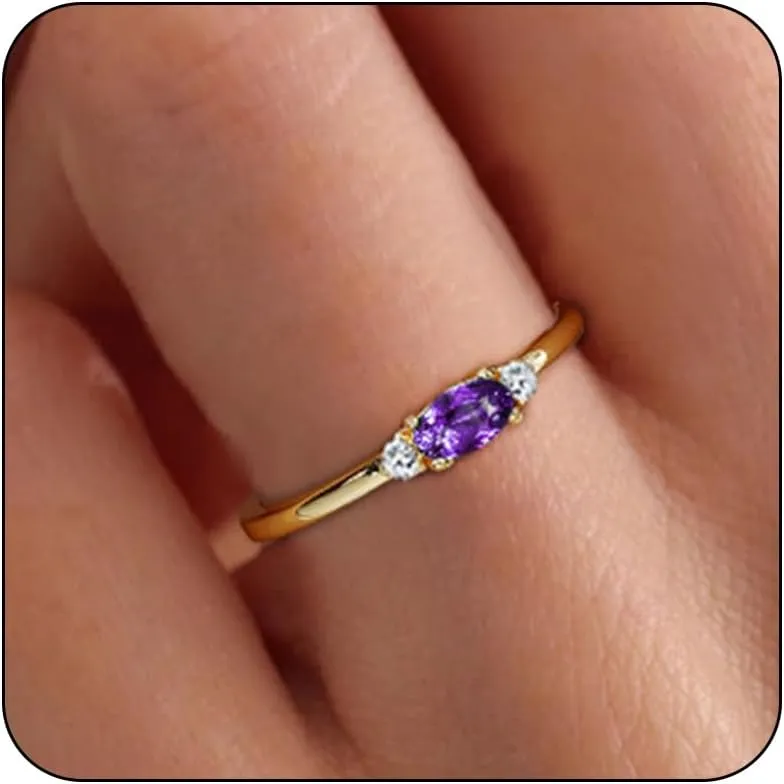Gold Birthstone Rings for Women Mother Dainty Stackable Gold Rings Non Tarnish Thumb 14k Gold Plated CZ Emerald Green Gemstone Ring Jewelry Birthday Gift for Mom Daughter Band Size 6-11