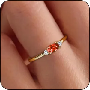 Gold Birthstone Rings for Women Mother Dainty Stackable Gold Rings Non Tarnish Thumb 14k Gold Plated CZ Emerald Green Gemstone Ring Jewelry Birthday Gift for Mom Daughter Band Size 6-11