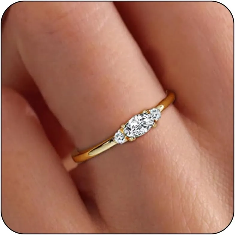 Gold Birthstone Rings for Women Mother Dainty Stackable Gold Rings Non Tarnish Thumb 14k Gold Plated CZ Emerald Green Gemstone Ring Jewelry Birthday Gift for Mom Daughter Band Size 6-11