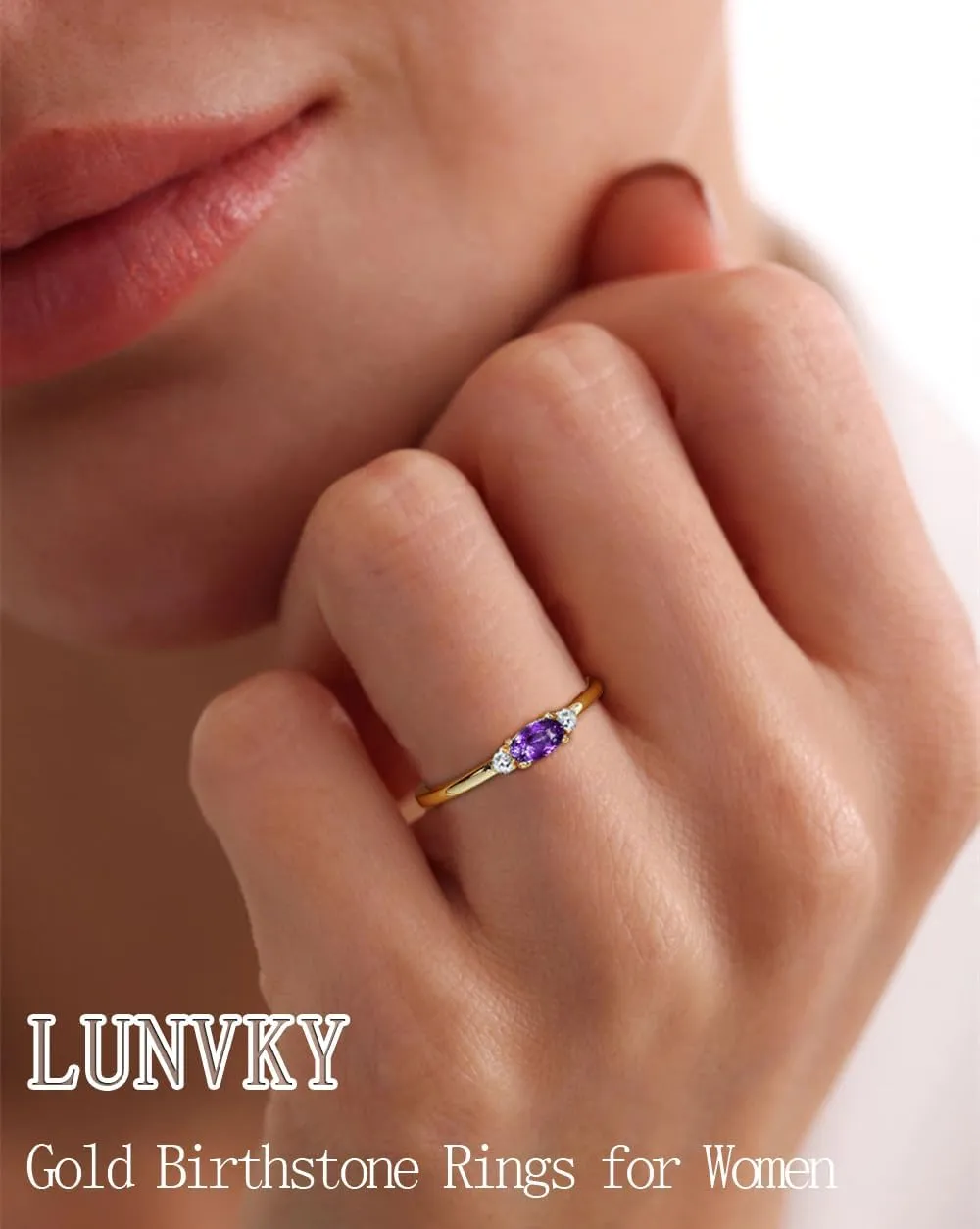 Gold Birthstone Rings for Women Mother Dainty Stackable Gold Rings Non Tarnish Thumb 14k Gold Plated CZ Emerald Green Gemstone Ring Jewelry Birthday Gift for Mom Daughter Band Size 6-11