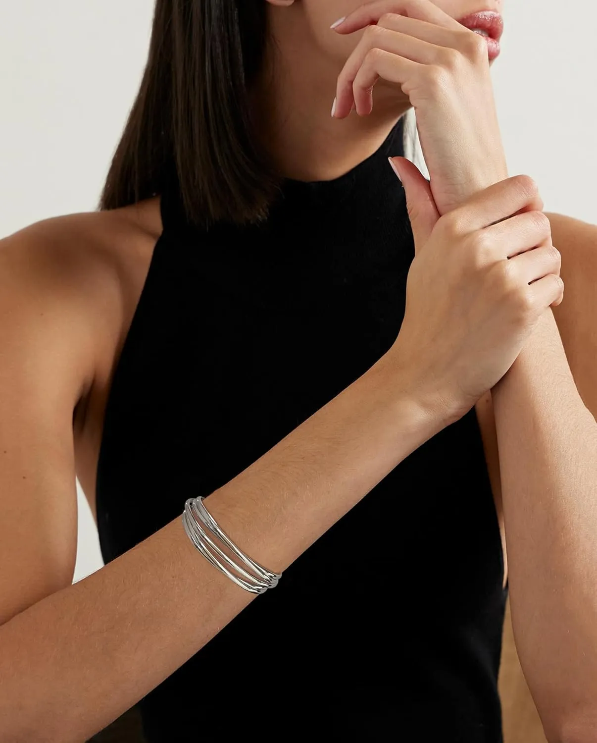 Gold Cuff Bracelet for Women Chunky Multi-layer Cross Wire Open Bracelet Hollow Wide Cuff Bracelets Adjustable Gold Open Cuff Bangle Bracelet