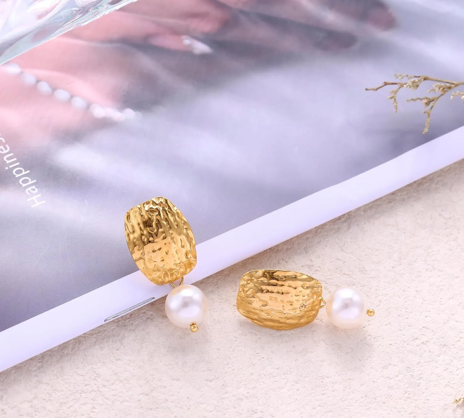 Gold Earrings for WomenChunky Gold Statement Earrings Dainty 14K Gold Plated Earrings Big Gold Chunky Vintage Earrings Hypoallergenic Gold Stus Earrings for Women Trendy Gold Jewelry