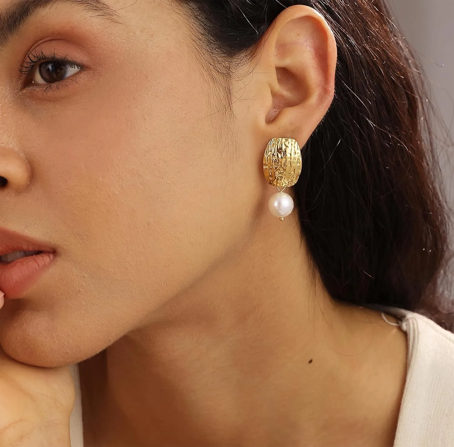 Gold Earrings for WomenChunky Gold Statement Earrings Dainty 14K Gold Plated Earrings Big Gold Chunky Vintage Earrings Hypoallergenic Gold Stus Earrings for Women Trendy Gold Jewelry