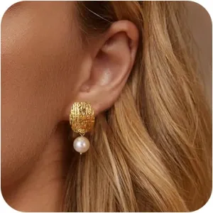 Gold Earrings for WomenChunky Gold Statement Earrings Dainty 14K Gold Plated Earrings Big Gold Chunky Vintage Earrings Hypoallergenic Gold Stus Earrings for Women Trendy Gold Jewelry
