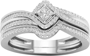 Gold-Plated Anniversary Wedding Valentine's Day Engagement Rings for Women Cushion Cut Cubic Zirconia CZ Ring Set