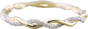 Gold Plated Cubic Zirconia Diamond Stackable Eternity Bands for Women Twisted Rope Eternity Statement Promise Wedding Rings