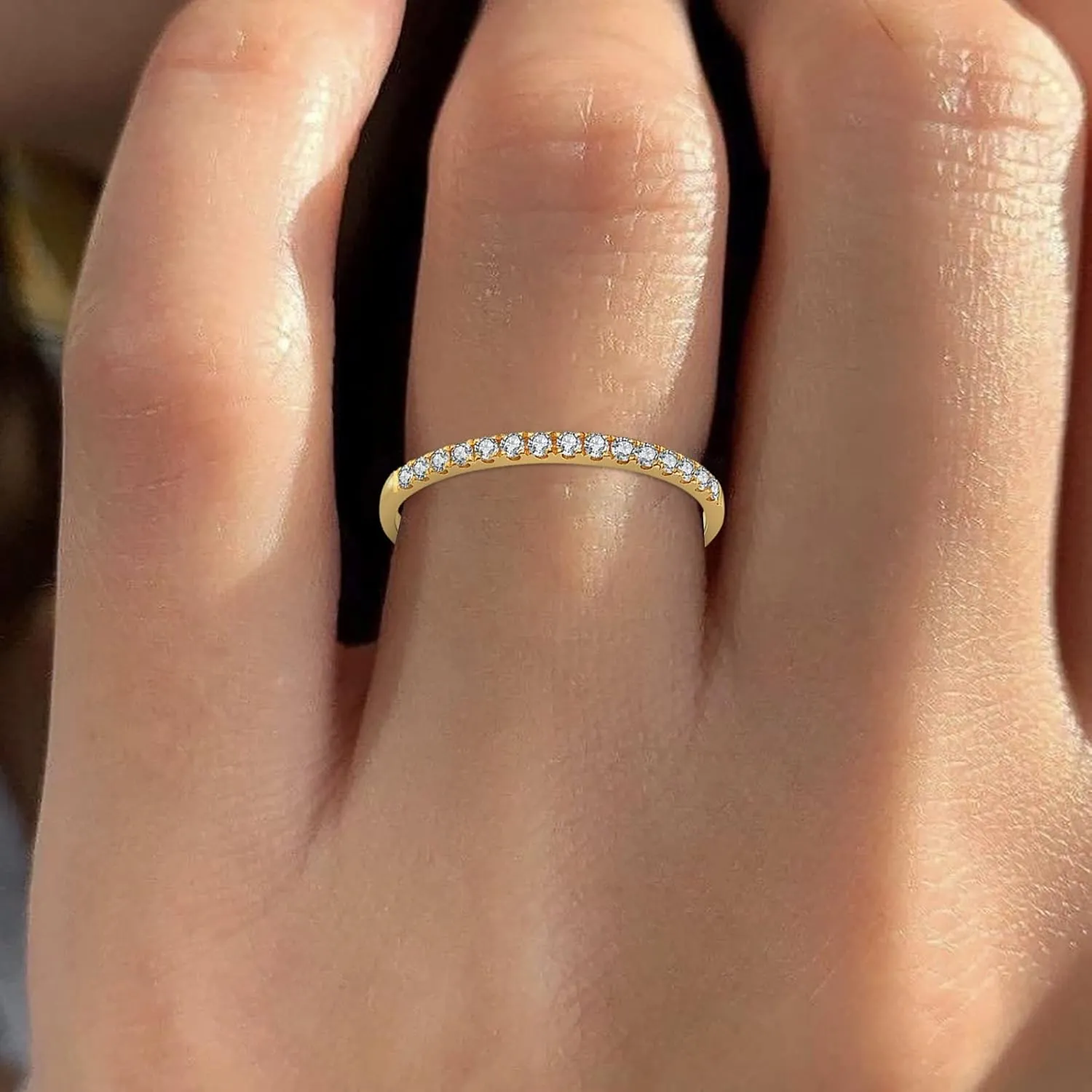 Gold Plated Rings Set for Women,Stackable Gold Statement Bands Dainty Knuckle Cubic Zirconia Ring Ideal Jewelry Gift for Gril
