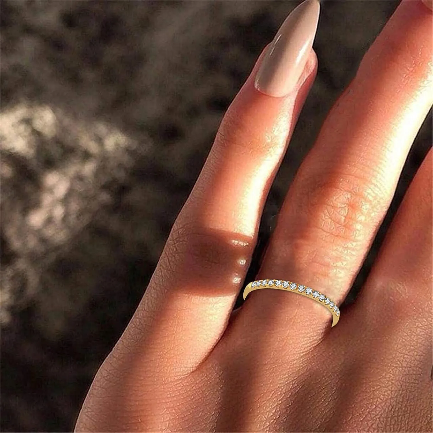 Gold Plated Rings Set for Women,Stackable Gold Statement Bands Dainty Knuckle Cubic Zirconia Ring Ideal Jewelry Gift for Gril