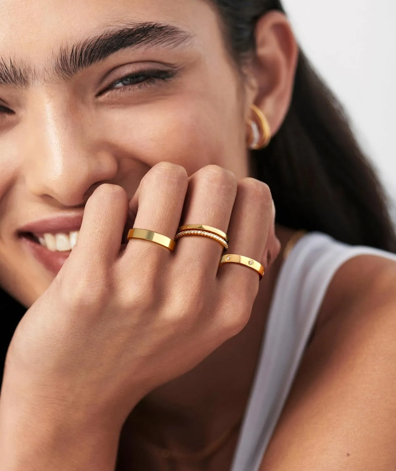 Gold Rings for Women Non Tarnish Dainty 14K Gold Plated Stackable Rings for Women Cubic Zirconia Ring Set Wedding Bands Thumb Love Engagement Rings Size 5-11