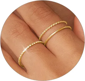 Gold Silver Rings for Women Non Tarnish Stackable Thin Gold Ring 18K Gold Plated Dainty Ring Set Trendy Thumb Pinky Knuckle Ring Wedding Bands Promise Engagement Gold Jewelry Rings Size 6 7 8 9 10 11