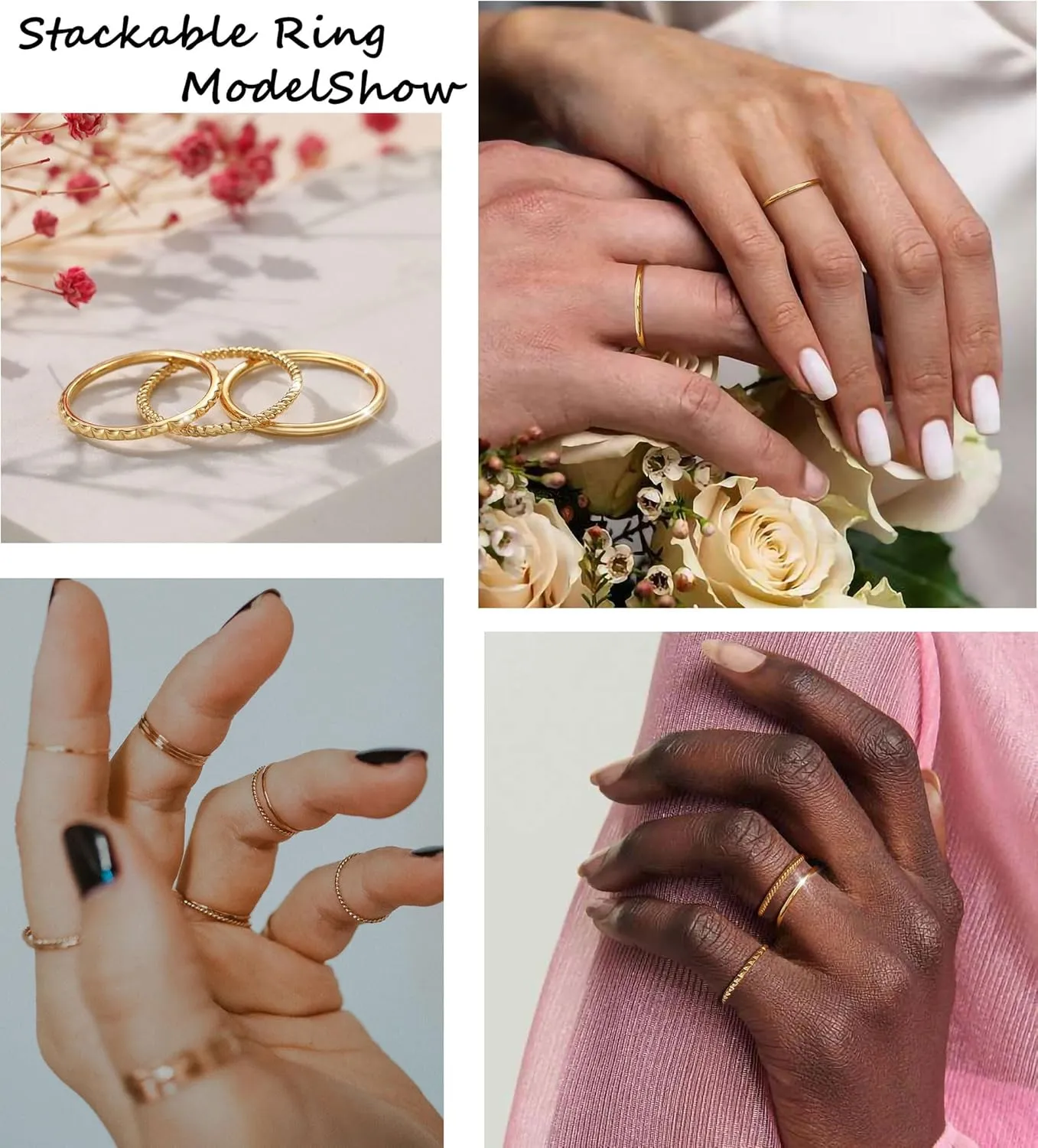 Gold Silver Rings for Women Non Tarnish Stackable Thin Gold Ring 18K Gold Plated Dainty Ring Set Trendy Thumb Pinky Knuckle Ring Wedding Bands Promise Engagement Gold Jewelry Rings Size 6 7 8 9 10 11