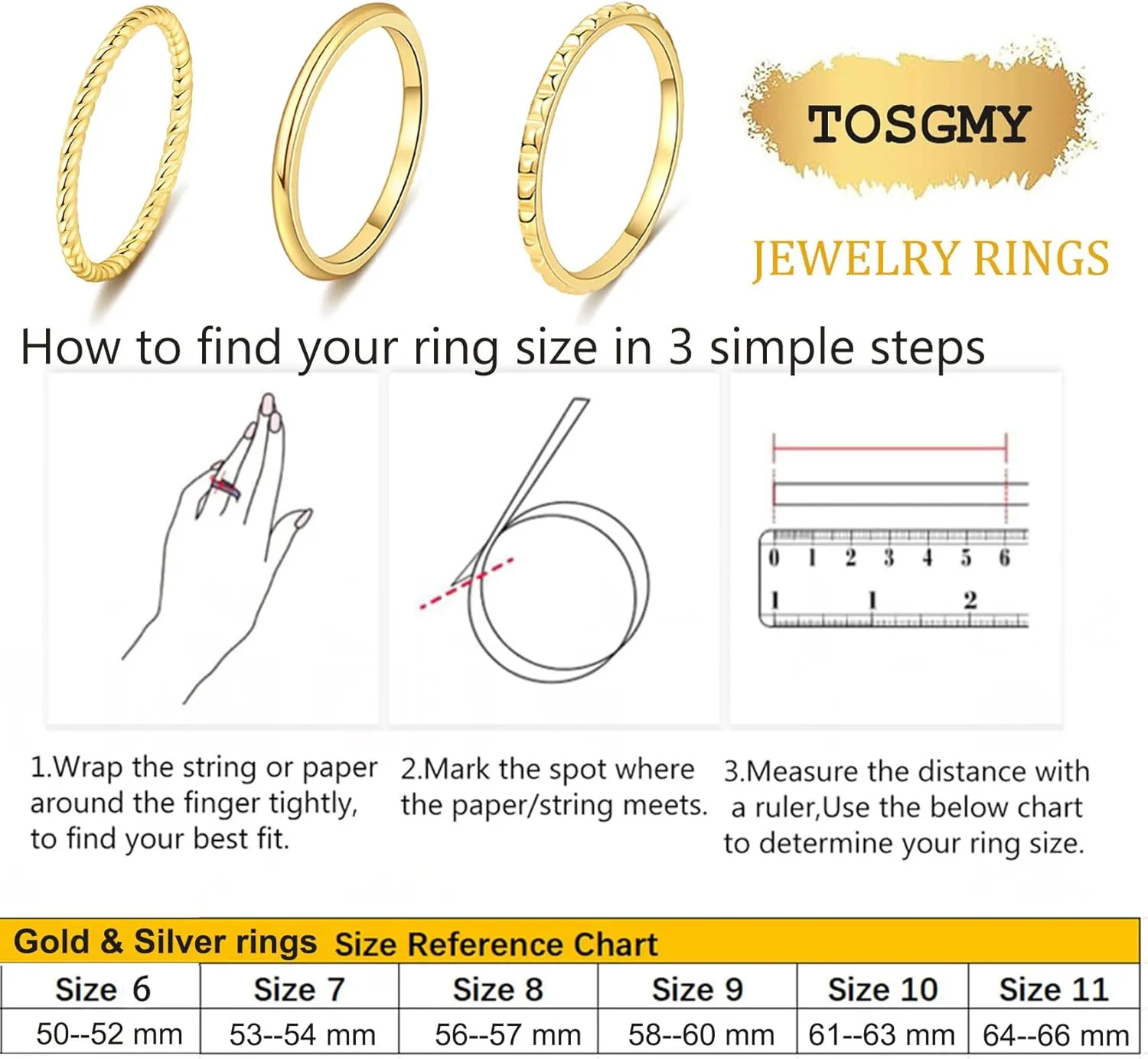 Gold Silver Rings for Women Non Tarnish Stackable Thin Gold Ring 18K Gold Plated Dainty Ring Set Trendy Thumb Pinky Knuckle Ring Wedding Bands Promise Engagement Gold Jewelry Rings Size 6 7 8 9 10 11