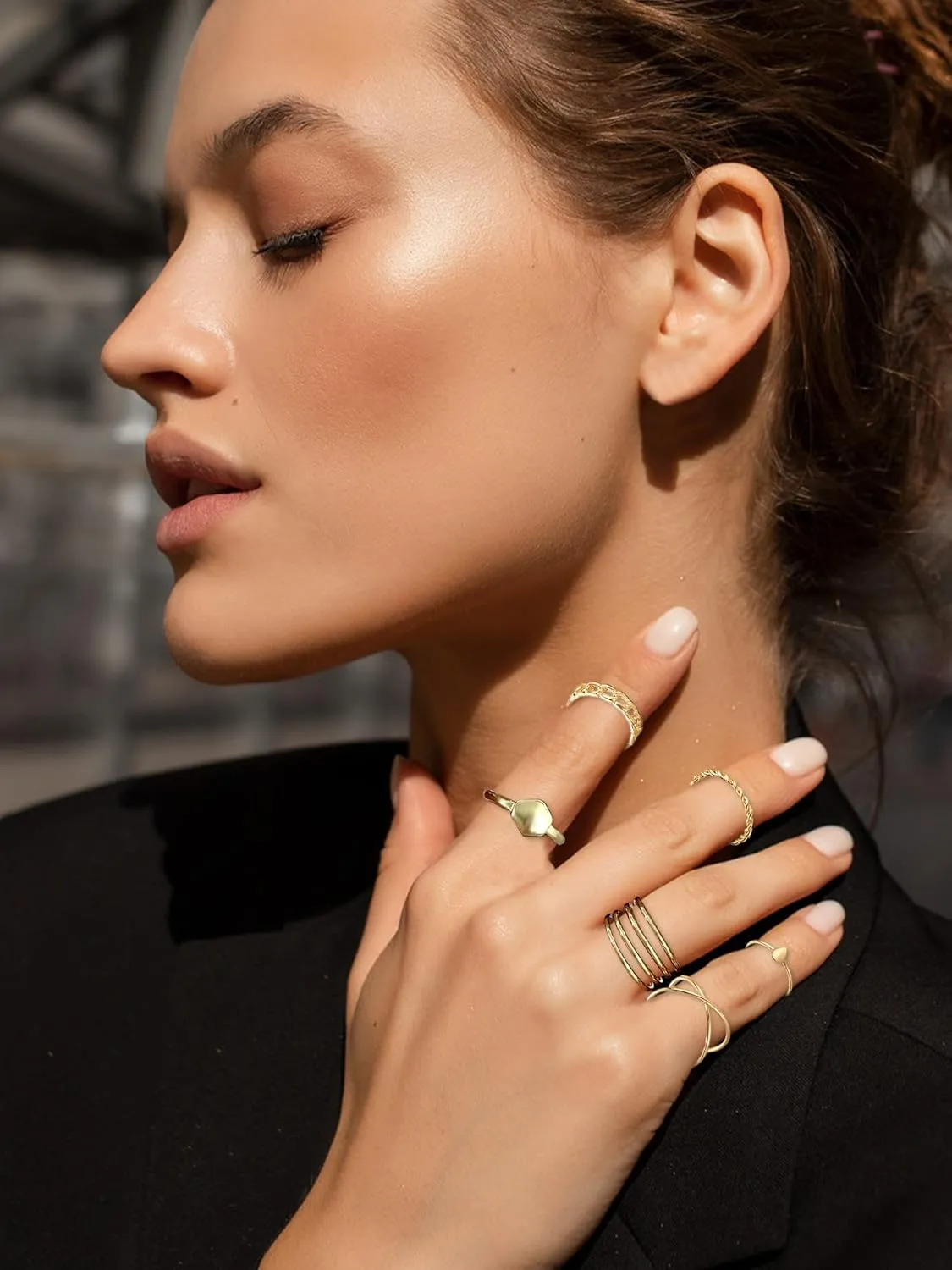 Gold Stackable Rings for Women Gifts Trendy Stuff Simple Star Moon Heart Knuckle Ring Set Boho Cute Stuff Gold Ring Pack Jewelry Birthday Mothers Day Gifts
