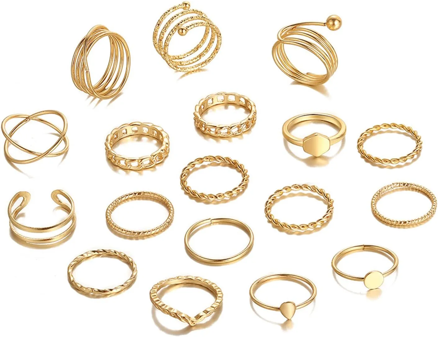 Gold Stackable Rings for Women Gifts Trendy Stuff Simple Star Moon Heart Knuckle Ring Set Boho Cute Stuff Gold Ring Pack Jewelry Birthday Mothers Day Gifts