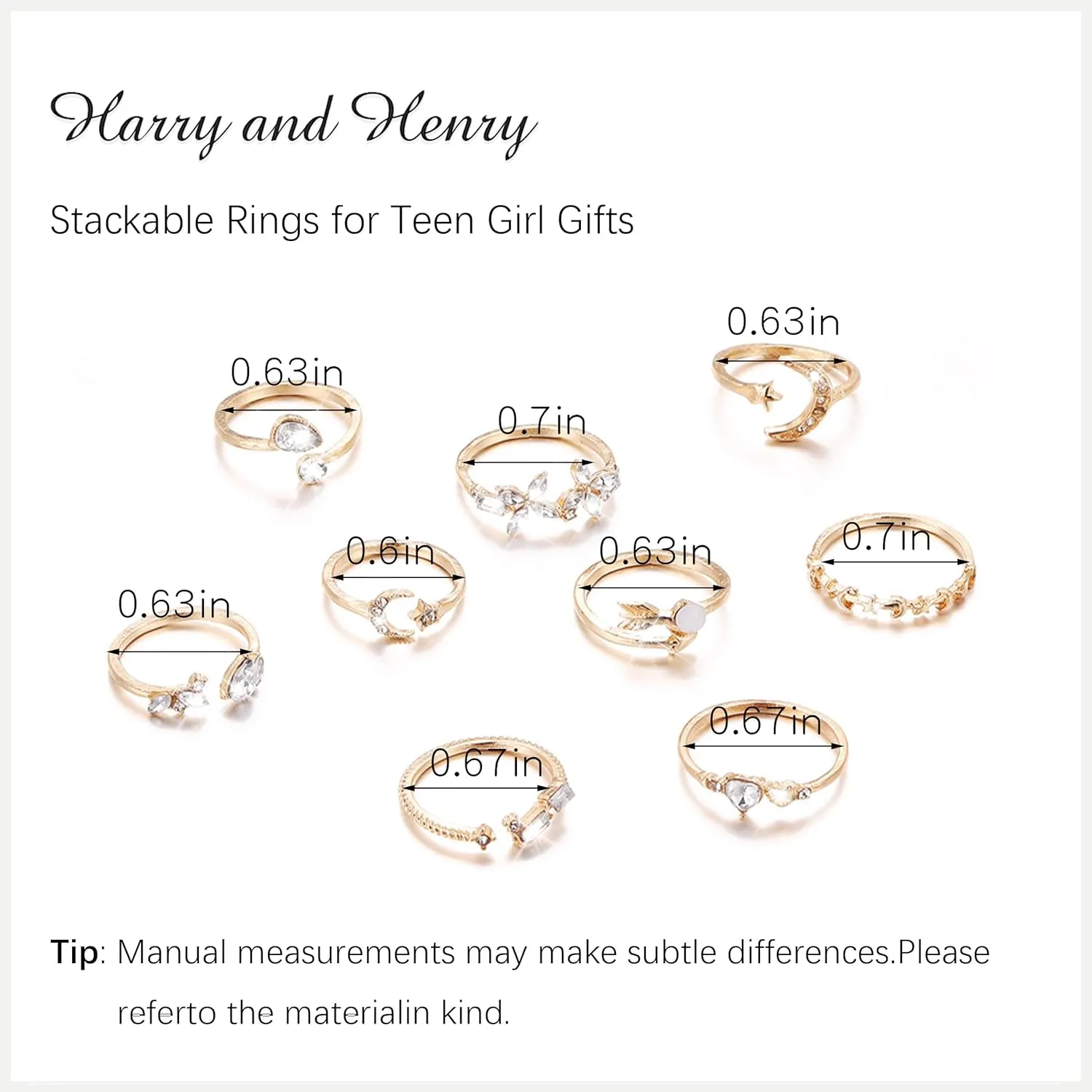 Gold Stackable Rings for Women Gifts Trendy Stuff Simple Star Moon Heart Knuckle Ring Set Boho Cute Stuff Gold Ring Pack Jewelry Birthday Mothers Day Gifts