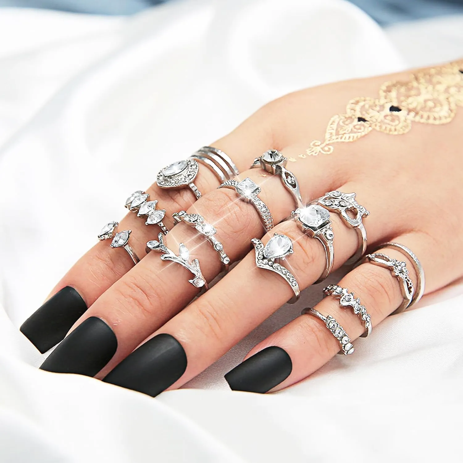 Gold Stackable Rings for Women Gifts Trendy Stuff Simple Star Moon Heart Knuckle Ring Set Boho Cute Stuff Gold Ring Pack Jewelry Birthday Mothers Day Gifts