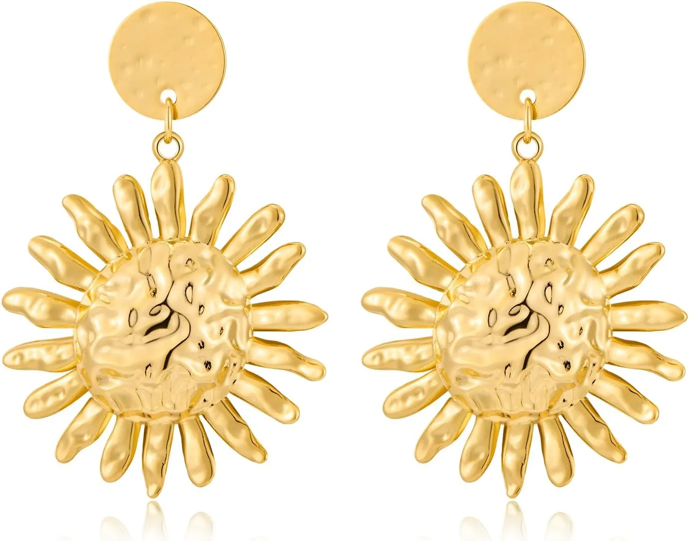 Gold Sun Dangle Earrings for Women Large Formal Earrings Vintage Boho Statement Earrings Jewelry