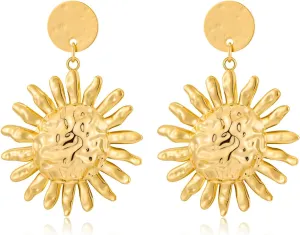 Gold Sun Dangle Earrings for Women Large Formal Earrings Vintage Boho Statement Earrings Jewelry