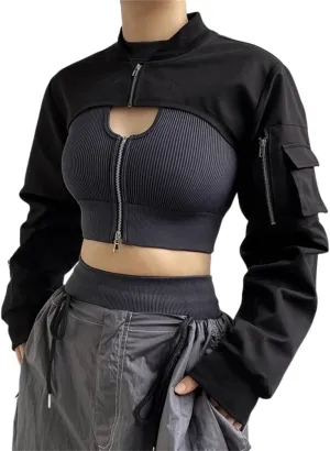 Goth Fashion Crop Top Jacket for Women Teen Girls Juniors or Teenagers