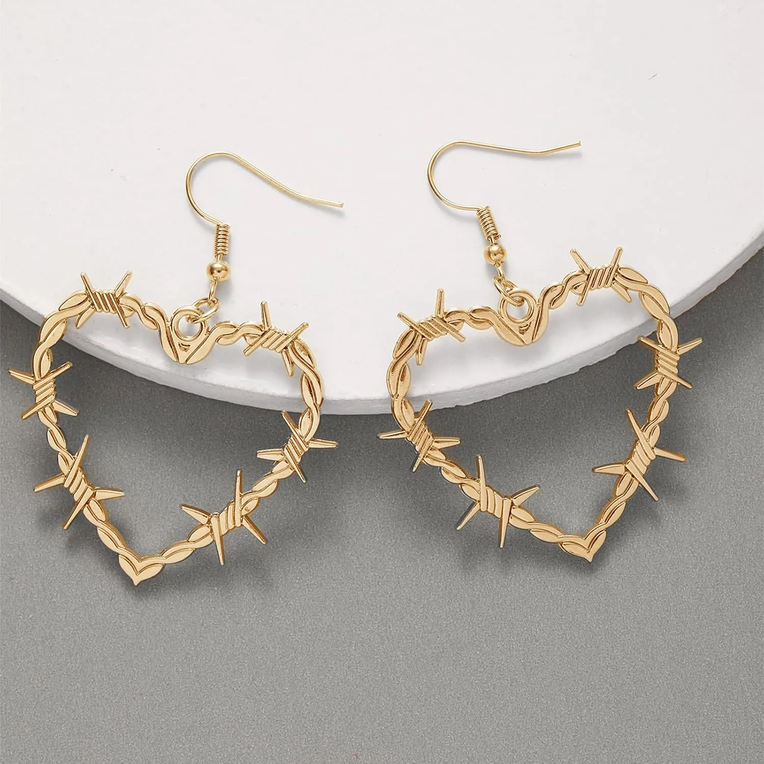 Gothic Heart Dangle Earrings Barbed Wire Earrings Creepy Earrings Punk Funny Earrings Jewelry for Women