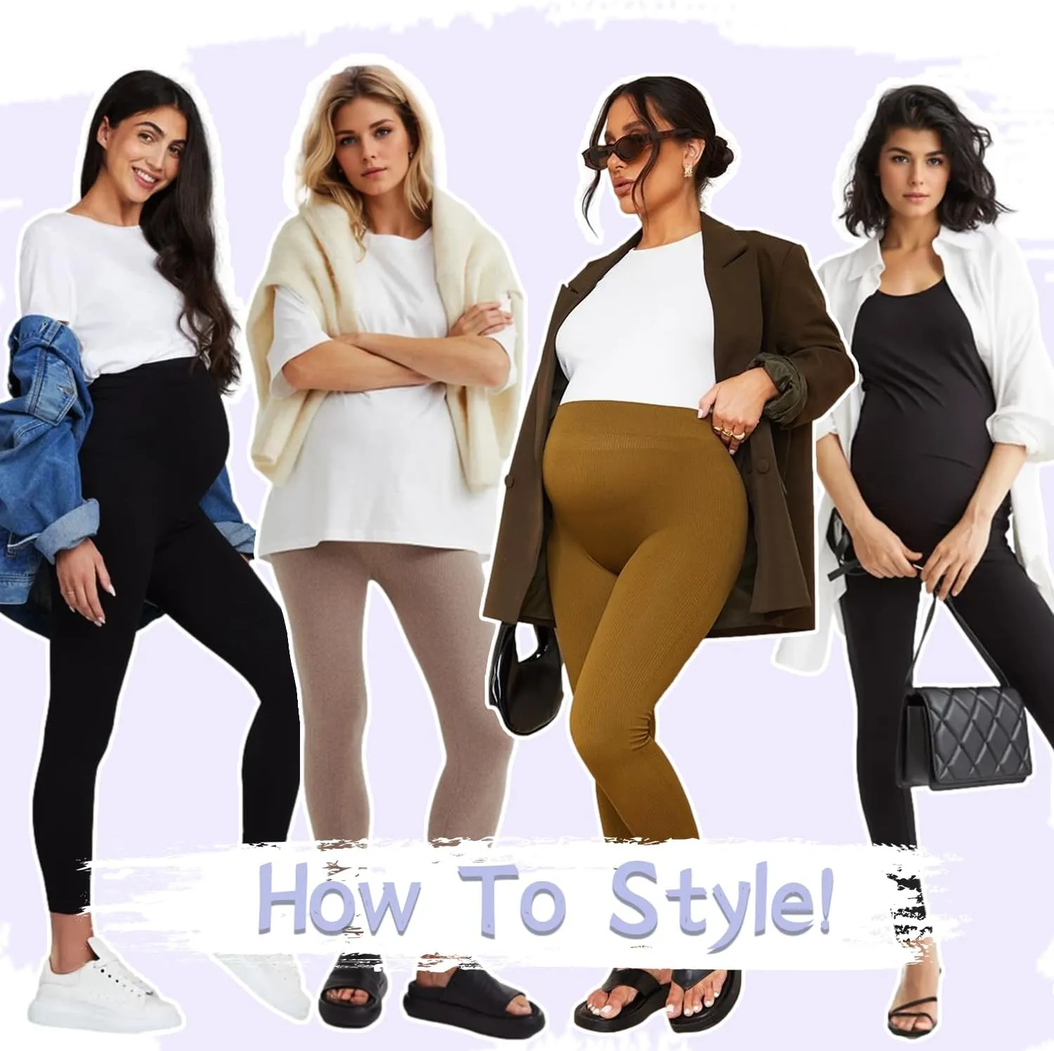 GROTEEN 3 Pack Women's Maternity Leggings Over The Belly with Pockets Super Soft Workout Pregnancy Yoga Pants