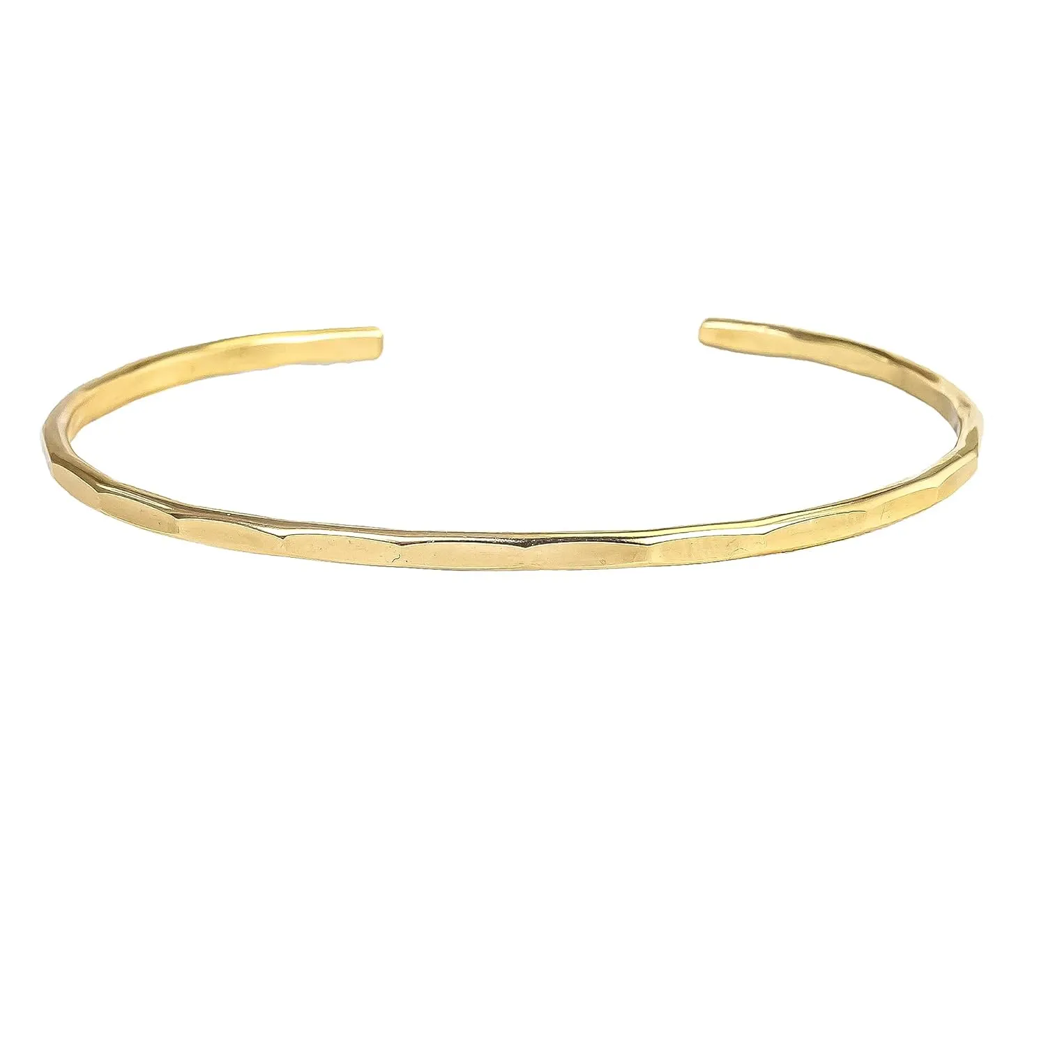 Hammered Signature Cuff in 14K Gold Fill; Handmade and Hand Textured Bracelet for Women by Lotus Stone Jewelry (Medium, Gold)