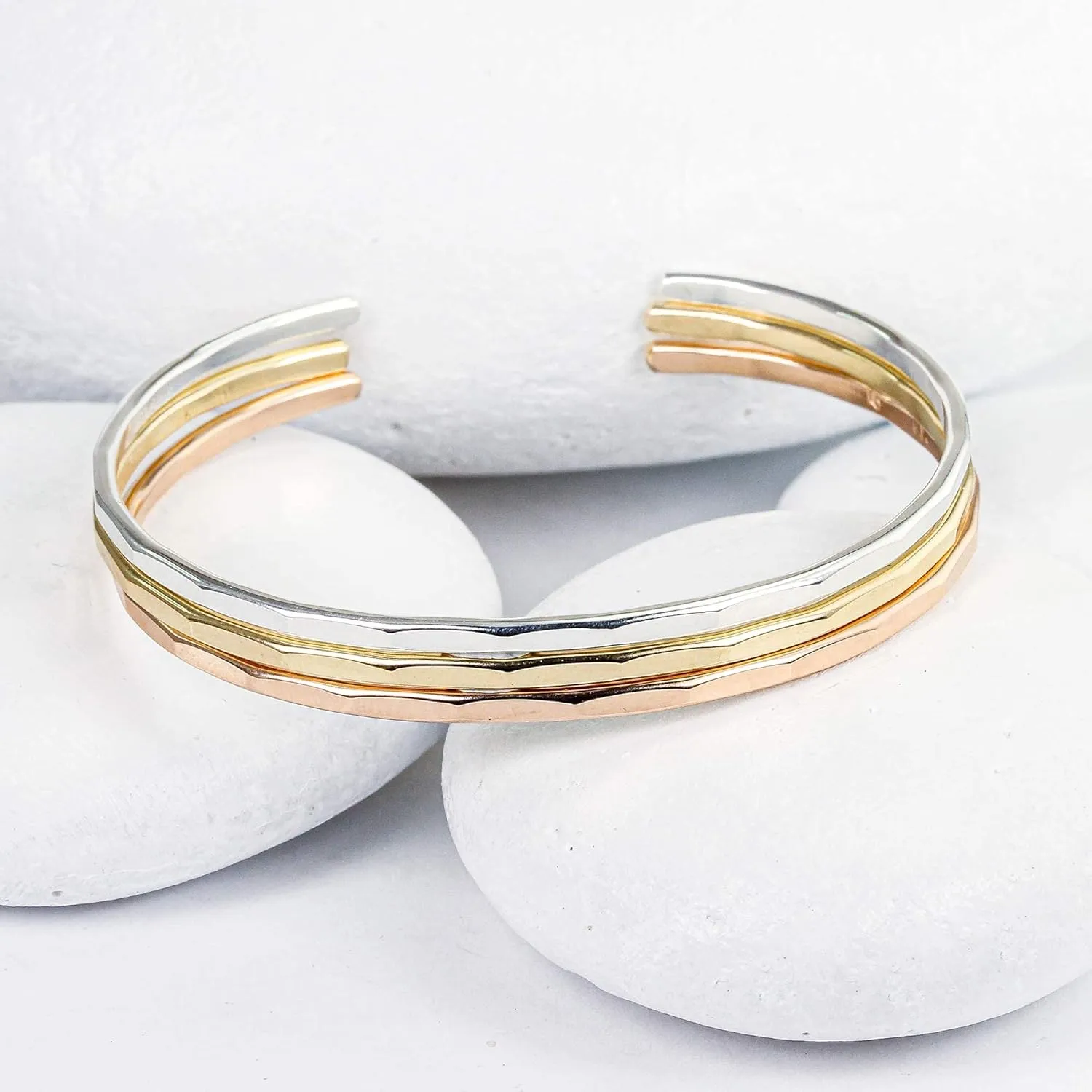 Hammered Signature Cuff in 14K Gold Fill; Handmade and Hand Textured Bracelet for Women by Lotus Stone Jewelry (Medium, Gold)