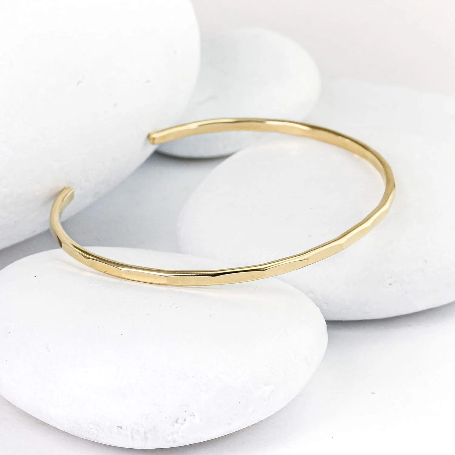 Hammered Signature Cuff in 14K Gold Fill; Handmade and Hand Textured Bracelet for Women by Lotus Stone Jewelry (Medium, Gold)