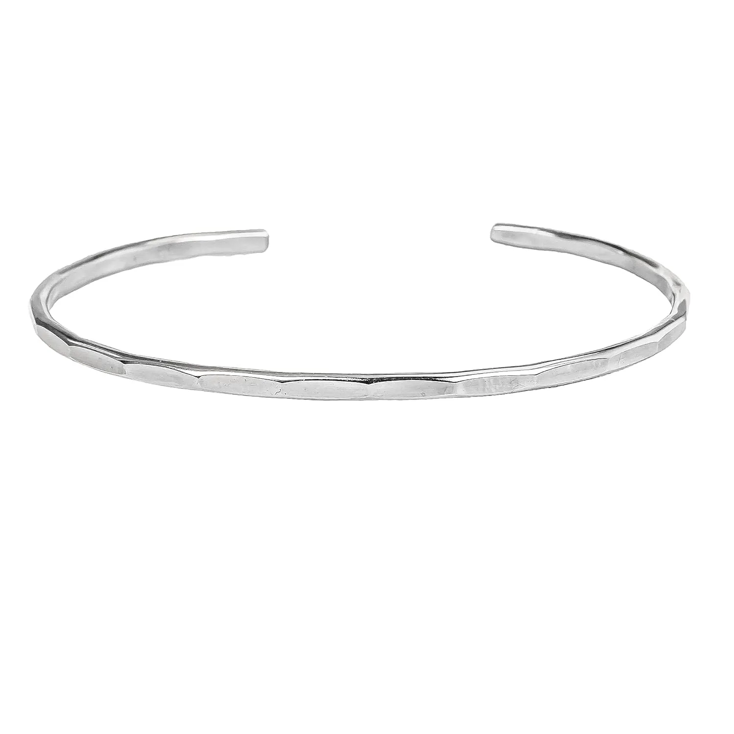 Hammered Signature Cuff in Solid Sterling Silver; Handmade and Hand Textured Bracelet for Women by Lotus Stone Jewelry (Medium, Sterling Silver)