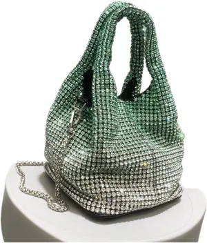 Handle Rhinestones Evening Clutch Shoulder Shiny Clutch Purse Bucket Bag For Wedding Party Prom