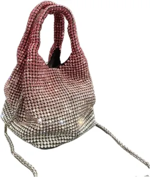 Handle Rhinestones Evening Clutch Shoulder Shiny Clutch Purse Bucket Bag For Wedding Party Prom