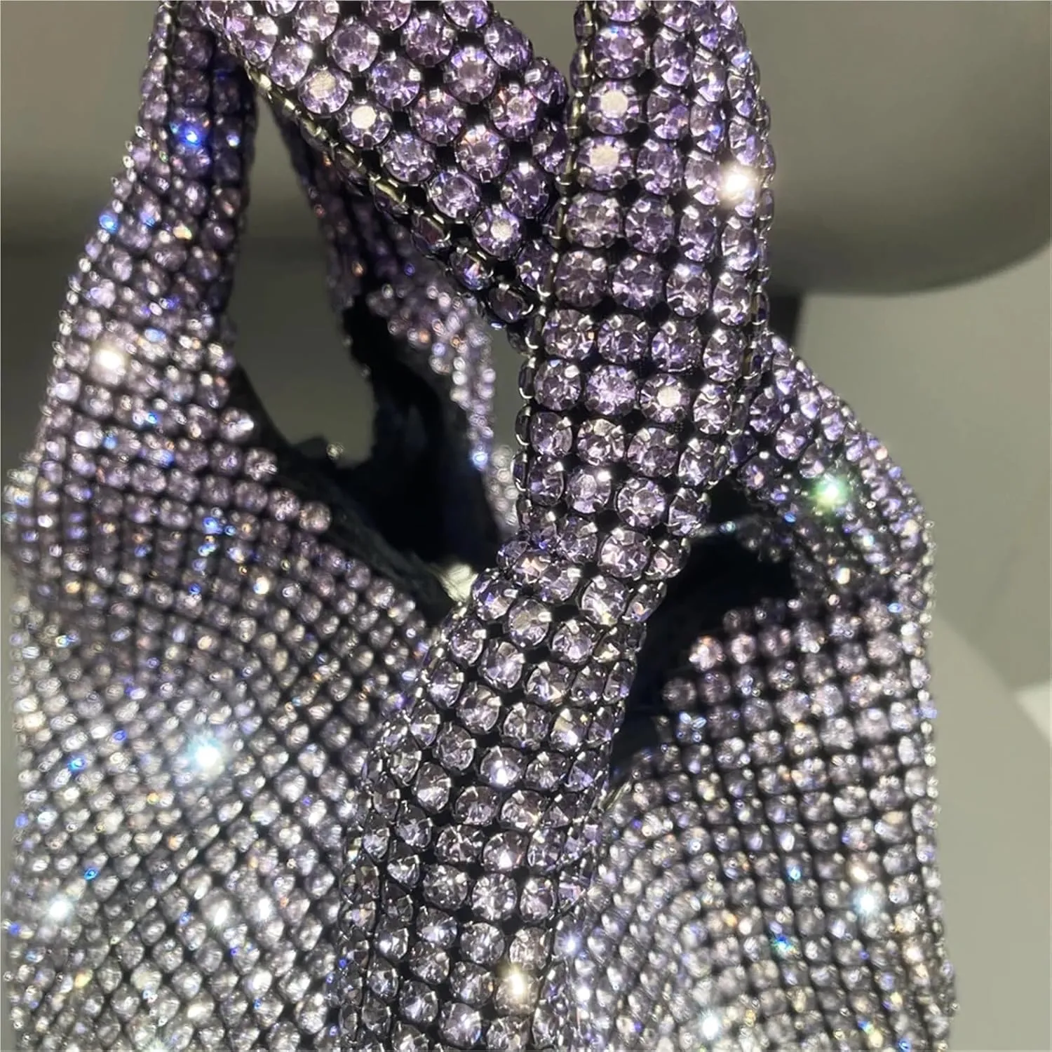 Handle Rhinestones Evening Clutch Shoulder Shiny Clutch Purse Bucket Bag For Wedding Party Prom