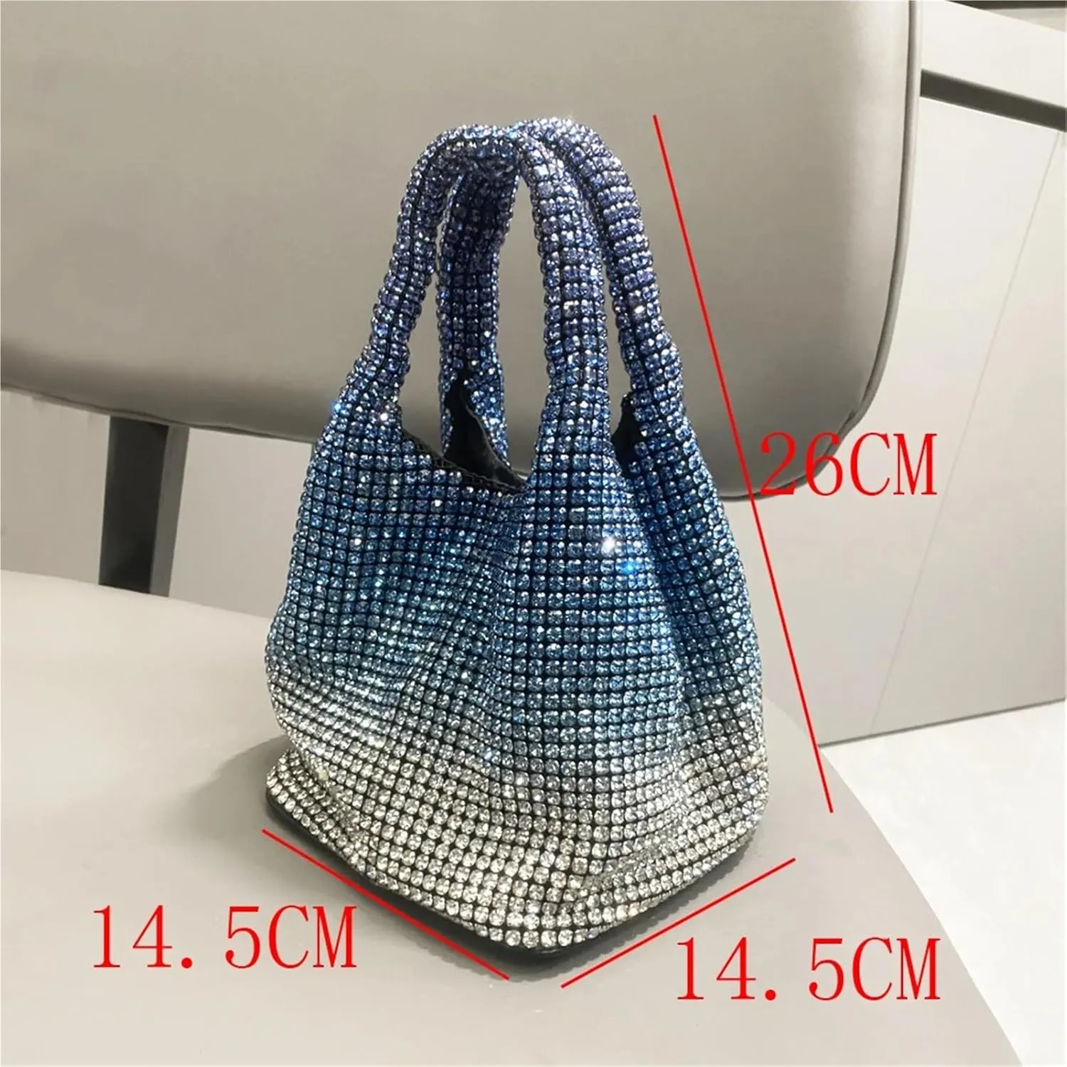 Handle Rhinestones Evening Clutch Shoulder Shiny Clutch Purse Bucket Bag For Wedding Party Prom