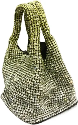 Handle Rhinestones Evening Clutch Shoulder Shiny Clutch Purse Bucket Bag For Wedding Party Prom