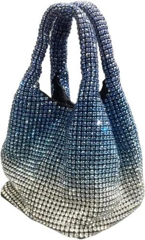 Handle Rhinestones Evening Clutch Shoulder Shiny Clutch Purse Bucket Bag For Wedding Party Prom