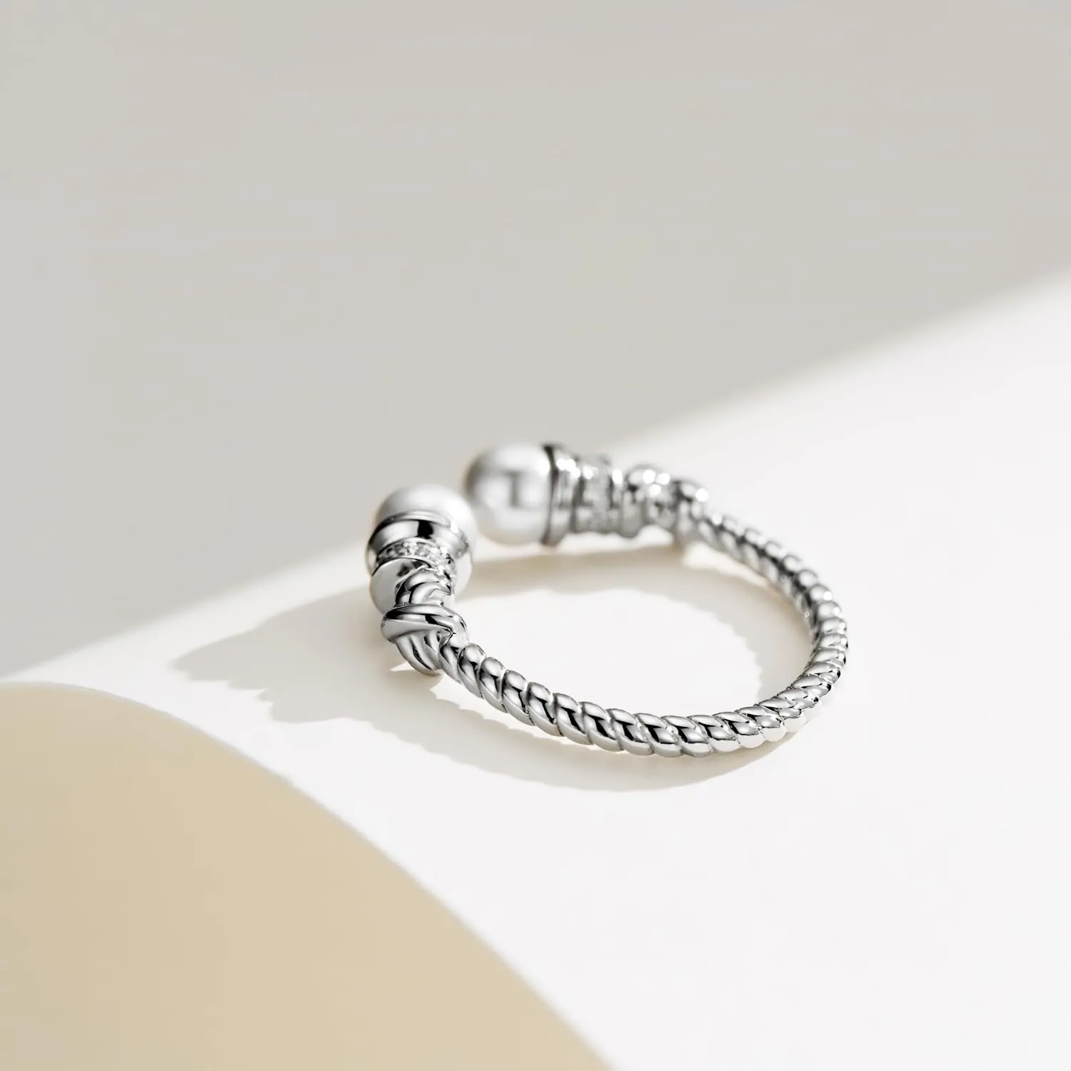Handmade 925 Sterling Silver Rings For Women Elegant Pearl Rings Cable Wire Rings Twist Rope Rings Open Adjustable Rings For Women Simple Dainty Little Rings Minimalist Stackable Rings Christmas Gifts