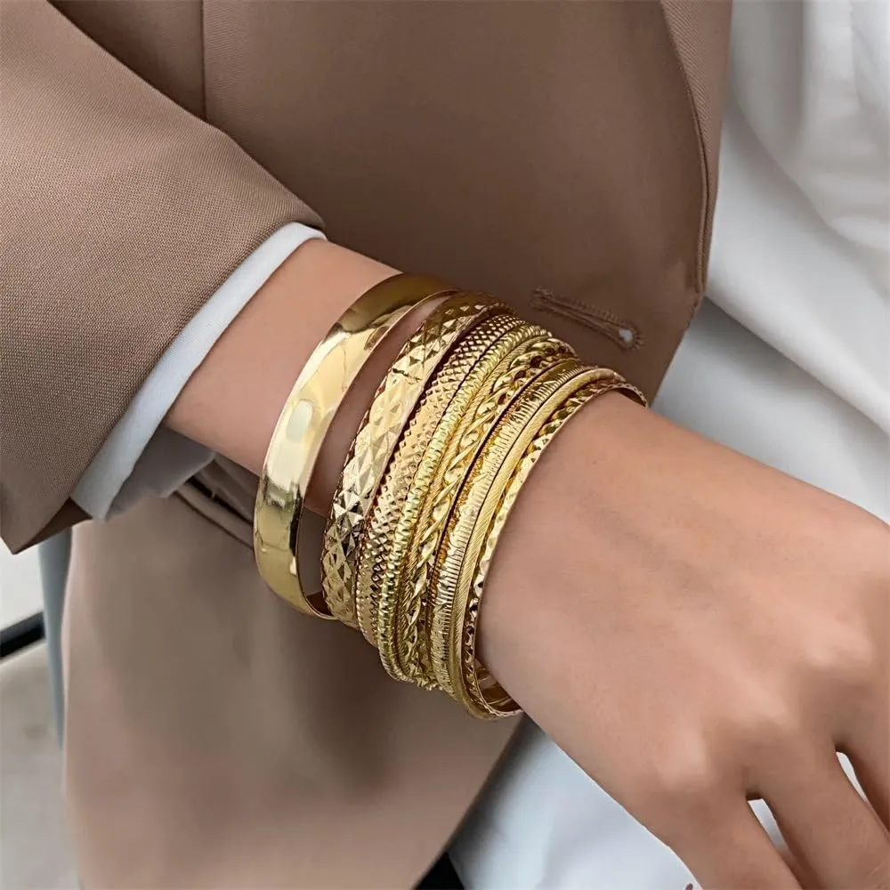 Harry and Henry Gold Bracelets for Women Gold Bangles Stackable Bracelet Boho Indian Bangles Gold Bracelet Stack Non Tarnish Bangle Jewelry Gift