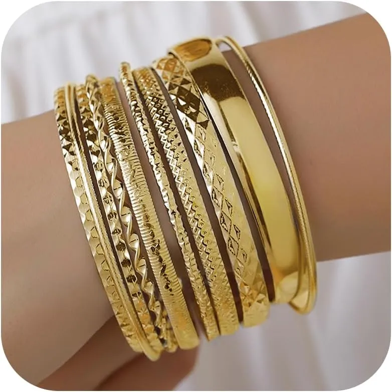 Harry and Henry Gold Bracelets for Women Gold Bangles Stackable Bracelet Boho Indian Bangles Gold Bracelet Stack Non Tarnish Bangle Jewelry Gift