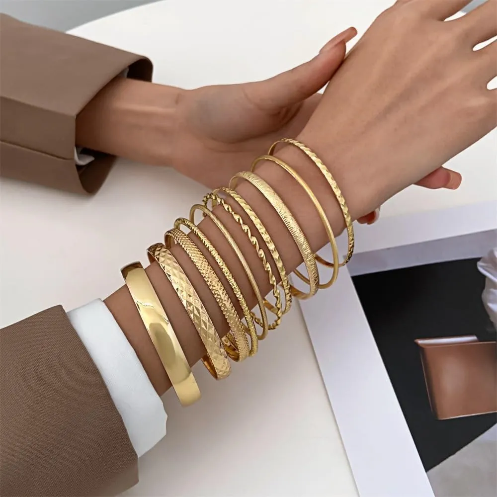 Harry and Henry Gold Bracelets for Women Gold Bangles Stackable Bracelet Boho Indian Bangles Gold Bracelet Stack Non Tarnish Bangle Jewelry Gift