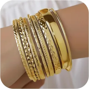 Harry and Henry Gold Bracelets for Women Gold Bangles Stackable Bracelet Boho Indian Bangles Gold Bracelet Stack Non Tarnish Bangle Jewelry Gift