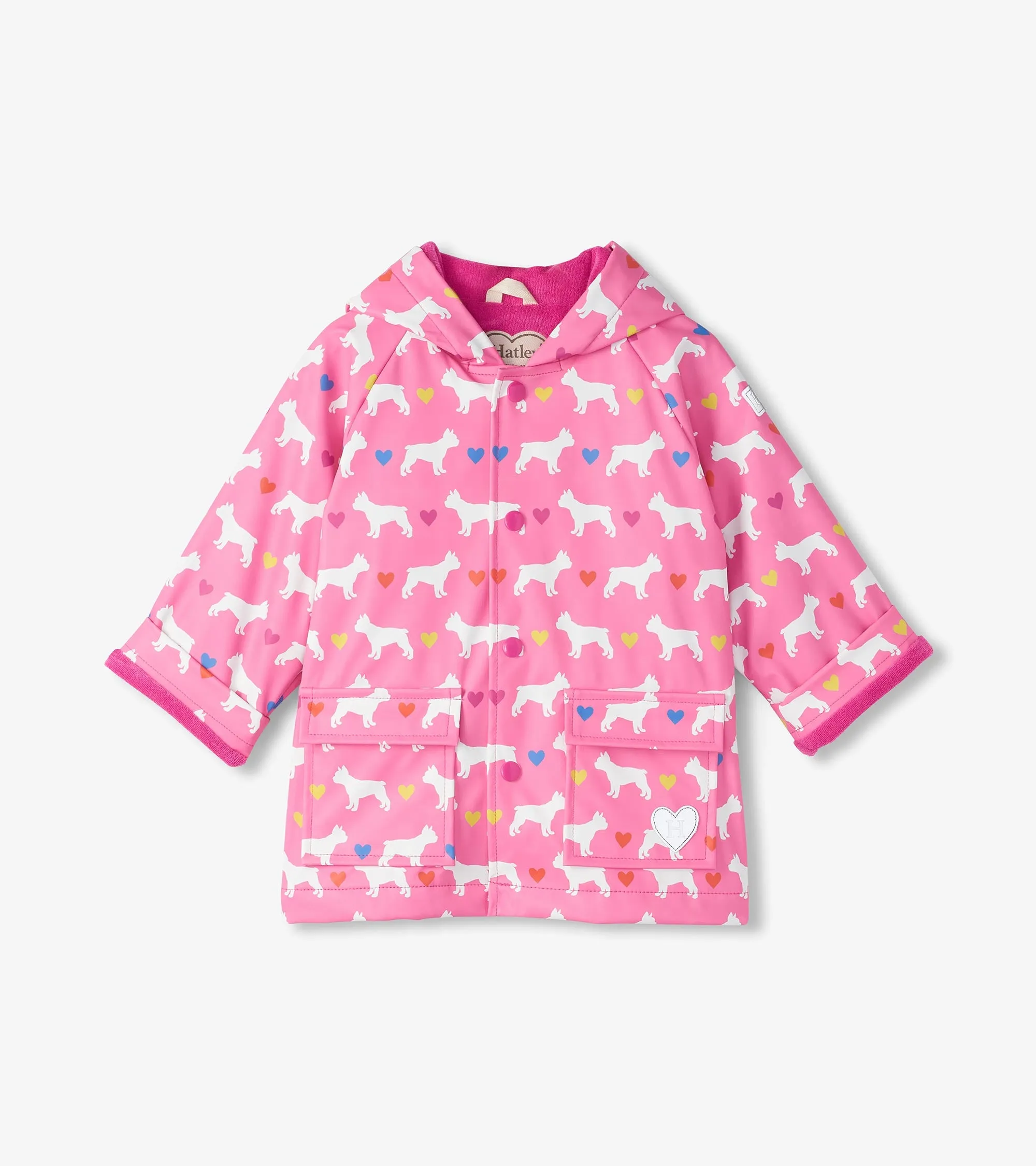 Hatley Pink Bulldogs Pre-School Raincoat F24fbt1317